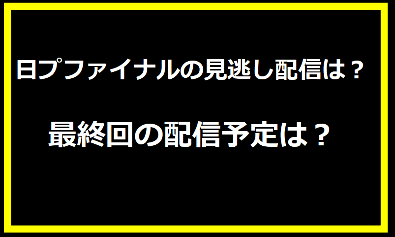 日プファイナルの見逃し配信は？最終回の配信予定は？