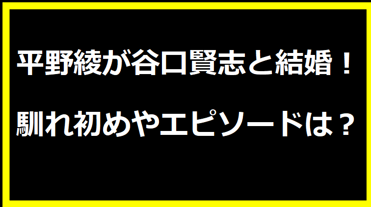 平野綾が谷口賢志と結婚！馴れ初めやエピソードは？