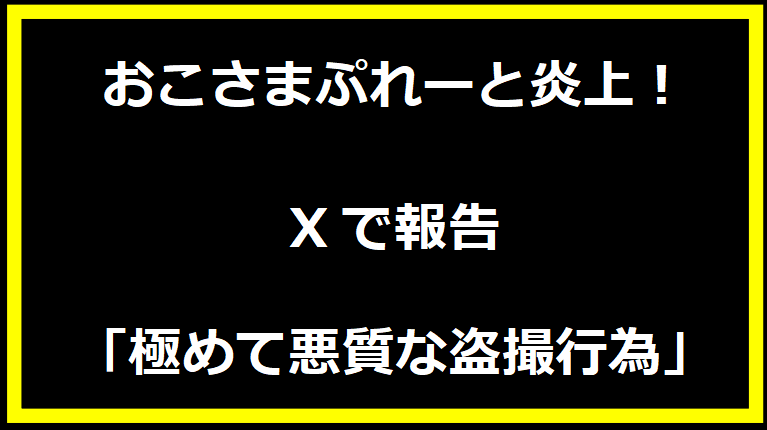 おこさまぷれーと炎上！Xで報告「極めて悪質な盗撮行為」