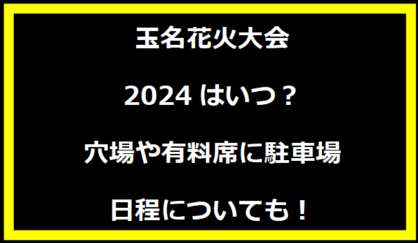 【熊本】玉名花火大会2024いつ？有料席や穴場に駐車場・日程についても！