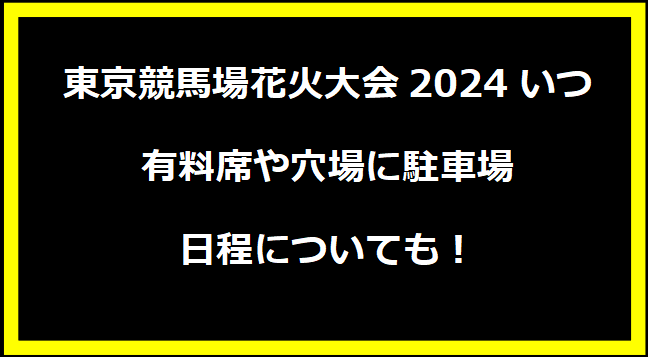 東京競馬場花火大会2024いつ？有料席や穴場に駐車場・日程についても！