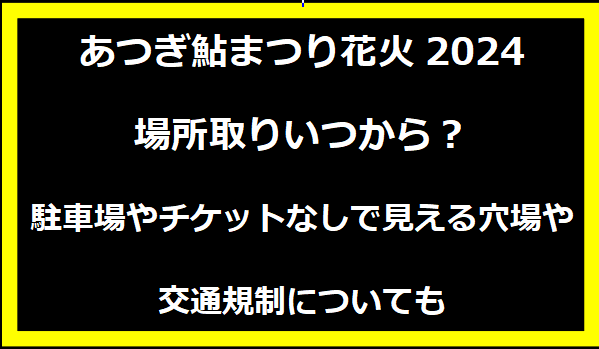 あつぎ鮎まつり花火2024場所取りいつから？駐車場やチケットなしで見える穴場や交通規制についても