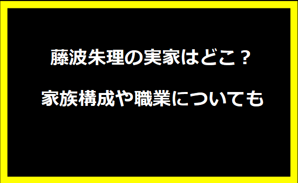 藤波朱理の実家はどこ？家族構成や職業についても