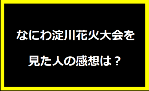 なにわ淀川花火大会を見た人の感想は？