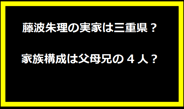 藤波朱理の実家は三重県？家族構成は父母兄の4人？