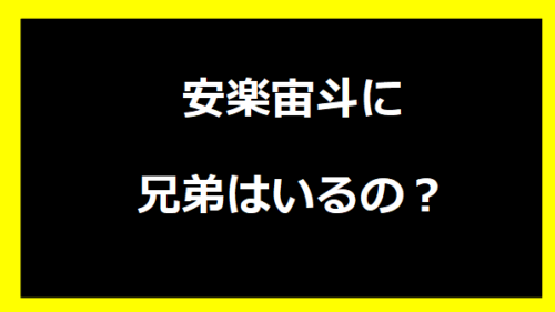 安楽宙斗の兄弟はいるの？