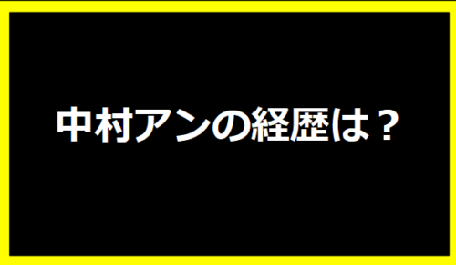 中村アンの経歴は？