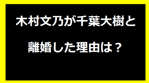 木村文乃が千葉大樹と離婚した理由は？