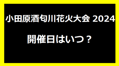 小田原酒匂川花火大会2024いつ？