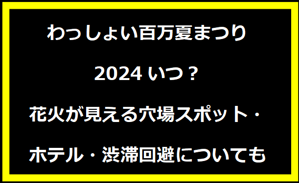 わっしょい百万夏まつり2024いつ？花火が見える穴場スポット・ホテル・渋滞回避についても