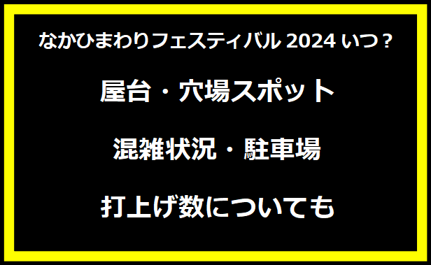 なかひまわりフェスティバル2024いつ？屋台・穴場スポット・混雑状況・駐車場・打上げ数についても