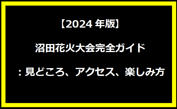 【2024年版】沼田花火大会完全ガイド：見どころ、アクセス、楽しみ方