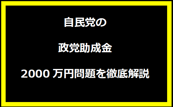 自民党の政党助成金2000万円問題を徹底解説