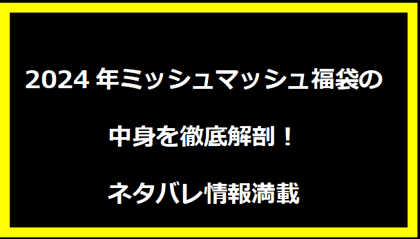 2024年ミッシュマッシュ福袋の中身を徹底解剖！ネタバレ情報満載