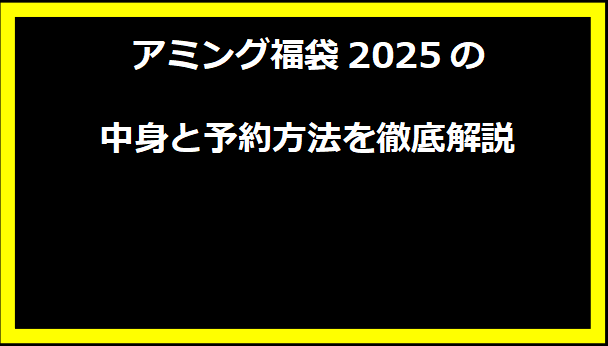 アミング福袋2025の中身と予約方法を徹底解説