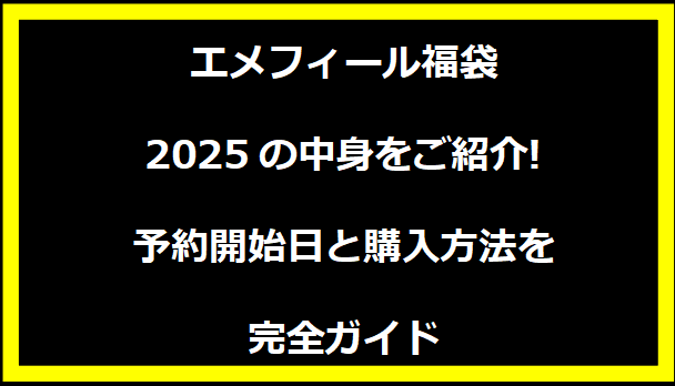 エメフィール福袋2025の中身をご紹介!予約開始日と購入方法を完全ガイド