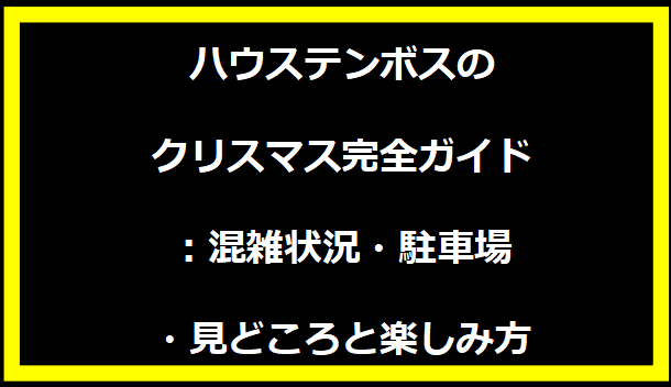 ハウステンボスのクリスマス完全ガイド：混雑状況・駐車場・見どころと楽しみ方