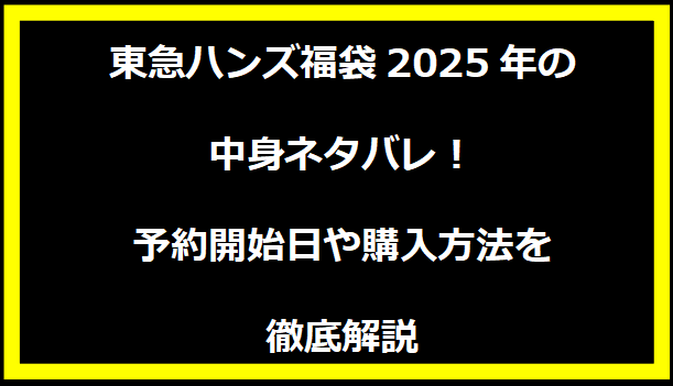 東急ハンズ福袋2025年の中身ネタバレ！予約開始日や購入方法を徹底解説