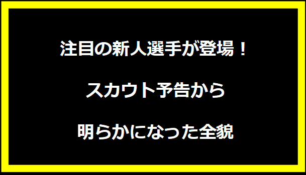 注目の新人選手が登場！スカウト予告から明らかになった全貌