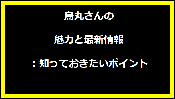 烏丸さんの魅力と最新情報：知っておきたいポイント