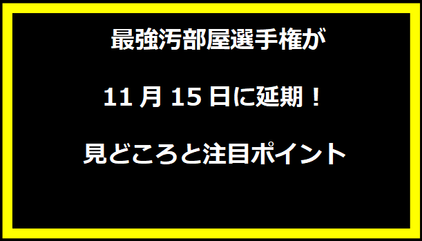 最強汚部屋選手権が11月15日に延期！見どころと注目ポイント