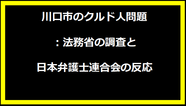 川口市のクルド人問題：法務省の調査と日本弁護士連合会の反応