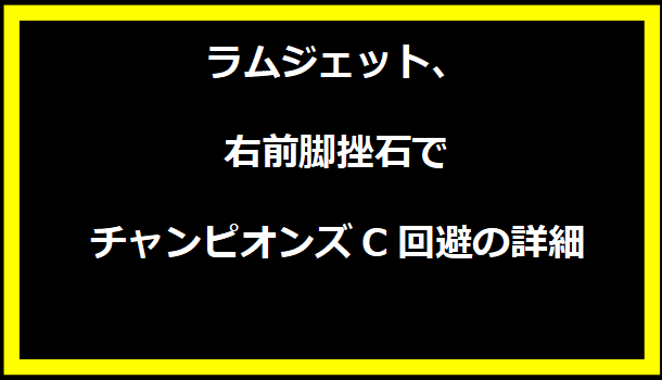 ラムジェット、右前脚挫石でチャンピオンズC回避の詳細