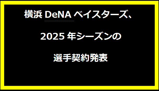 横浜DeNAベイスターズ、2025年シーズンの選手契約発表