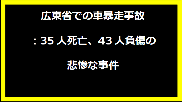 広東省での車暴走事故：35人死亡、43人負傷の悲惨な事件