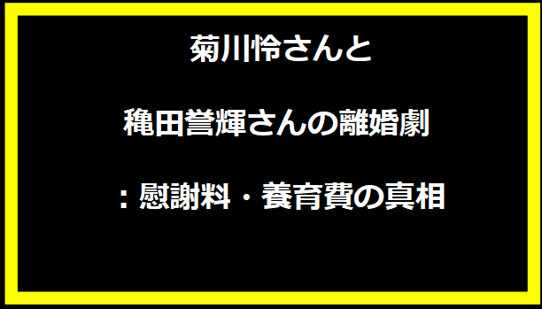 菊川怜さんと穐田誉輝さんの離婚劇：慰謝料・養育費の真相