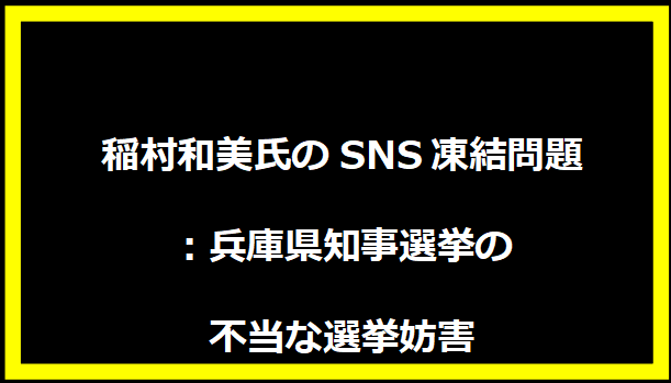 稲村和美氏のSNS凍結問題：兵庫県知事選挙の不当な選挙妨害