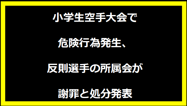 小学生空手大会で危険行為発生、反則選手の所属会が謝罪と処分発表