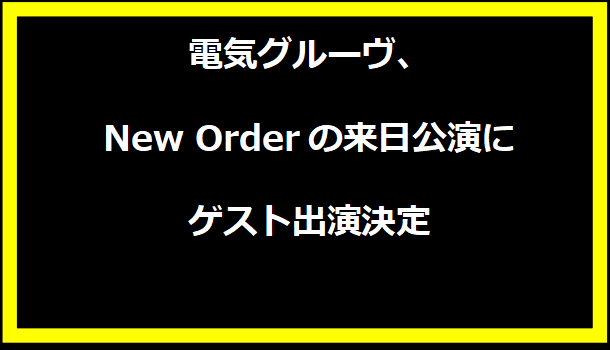 電気グルーヴ、New Orderの来日公演にゲスト出演決定