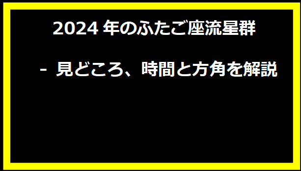 2024年のふたご座流星群 - 見どころ、時間と方角を解説