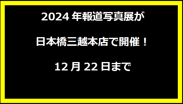 2024年報道写真展が日本橋三越本店で開催！12月22日まで