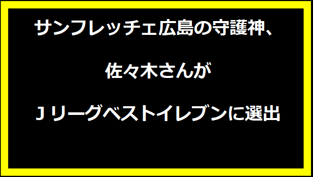 サンフレッチェ広島の守護神、佐々木さんがJリーグベストイレブンに選出