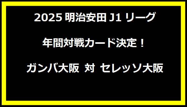 2025明治安田J1リーグ 年間対戦カード決定！ガンバ大阪 対 セレッソ大阪