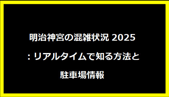 明治神宮の混雑状況2025：リアルタイムで知る方法と駐車場情報