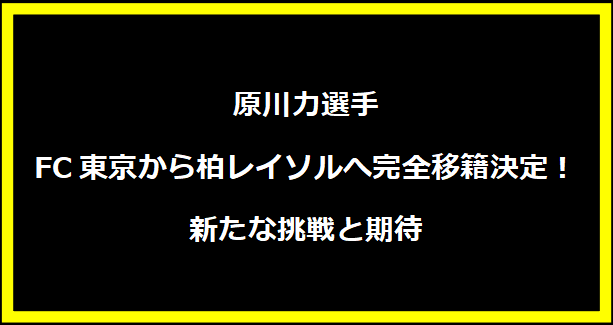 原川力選手、FC東京から柏レイソルへ完全移籍決定！新たな挑戦と期待