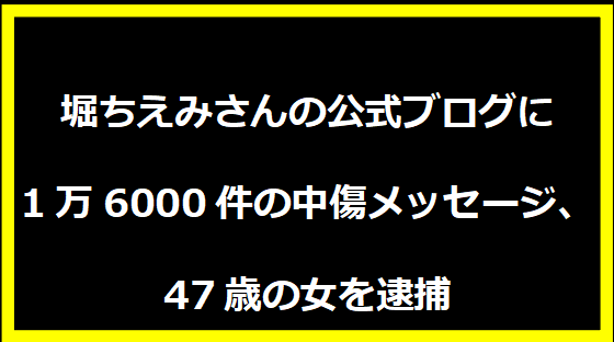 堀ちえみさんの公式ブログに1万6000件の中傷メッセージ、47歳の女を逮捕