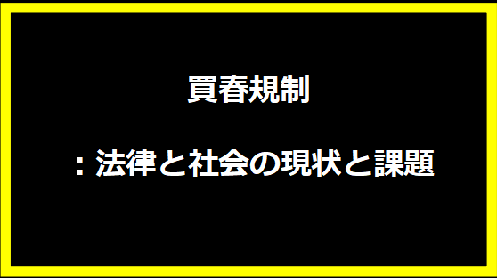 買春規制：法律と社会の現状と課題