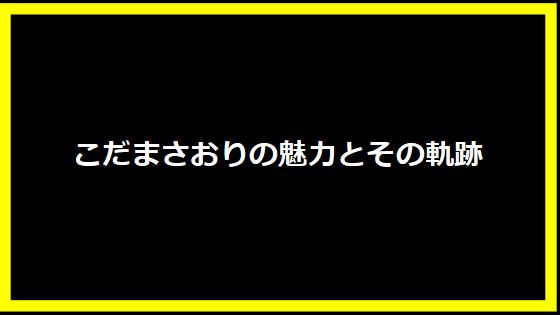 こだまさおりの魅力とその軌跡