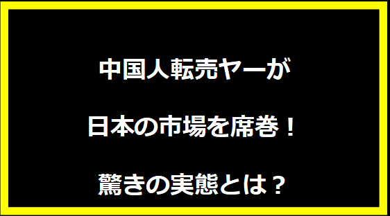 中国人転売ヤーが日本の市場を席巻！驚きの実態とは？