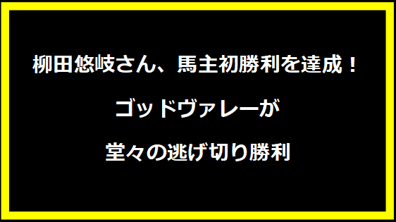 柳田悠岐さん、馬主初勝利を達成！ ゴッドヴァレーが堂々の逃げ切り勝利