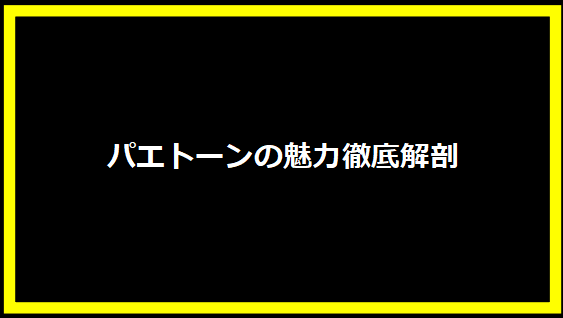 パエトーンの魅力徹底解剖