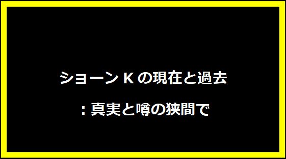 ショーンKの現在と過去：真実と噂の狭間で