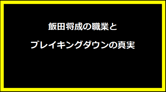 飯田将成の職業とブレイキングダウンの真実