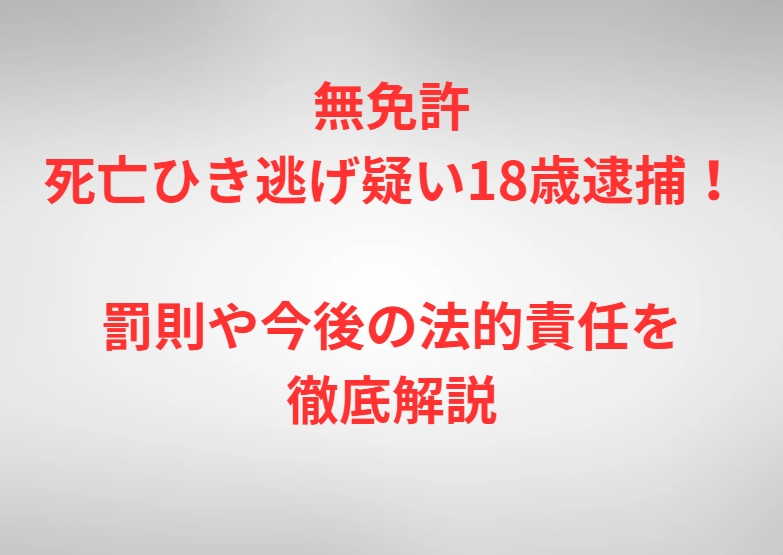 無免許死亡ひき逃げ疑い18歳逮捕！罰則や今後の法的責任を徹底解説