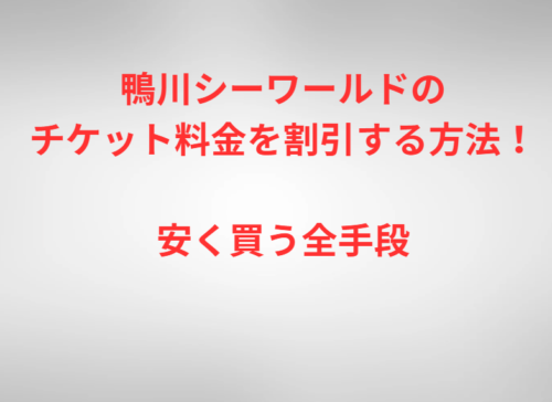 鴨川シーワールドのチケット料金を割引する方法!安く買う全手段