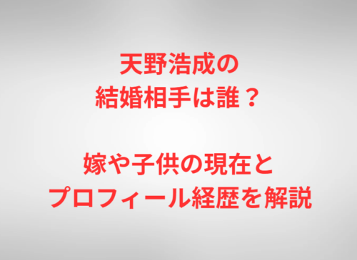 天野浩成の結婚相手は誰?嫁や子供の現在とプロフィール経歴を解説